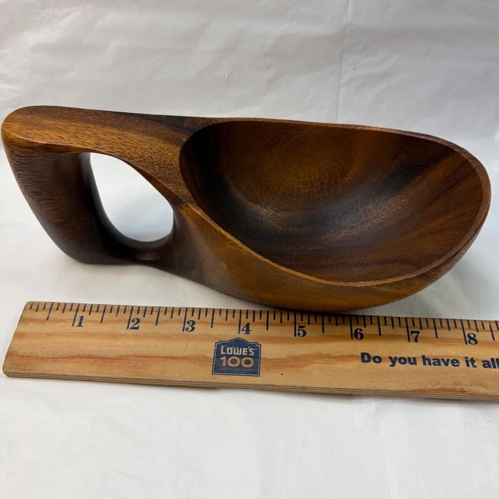 Carabao Brand Philippine Monkey Pod Wood Hand Carved Bowls Set of 3 Vintage